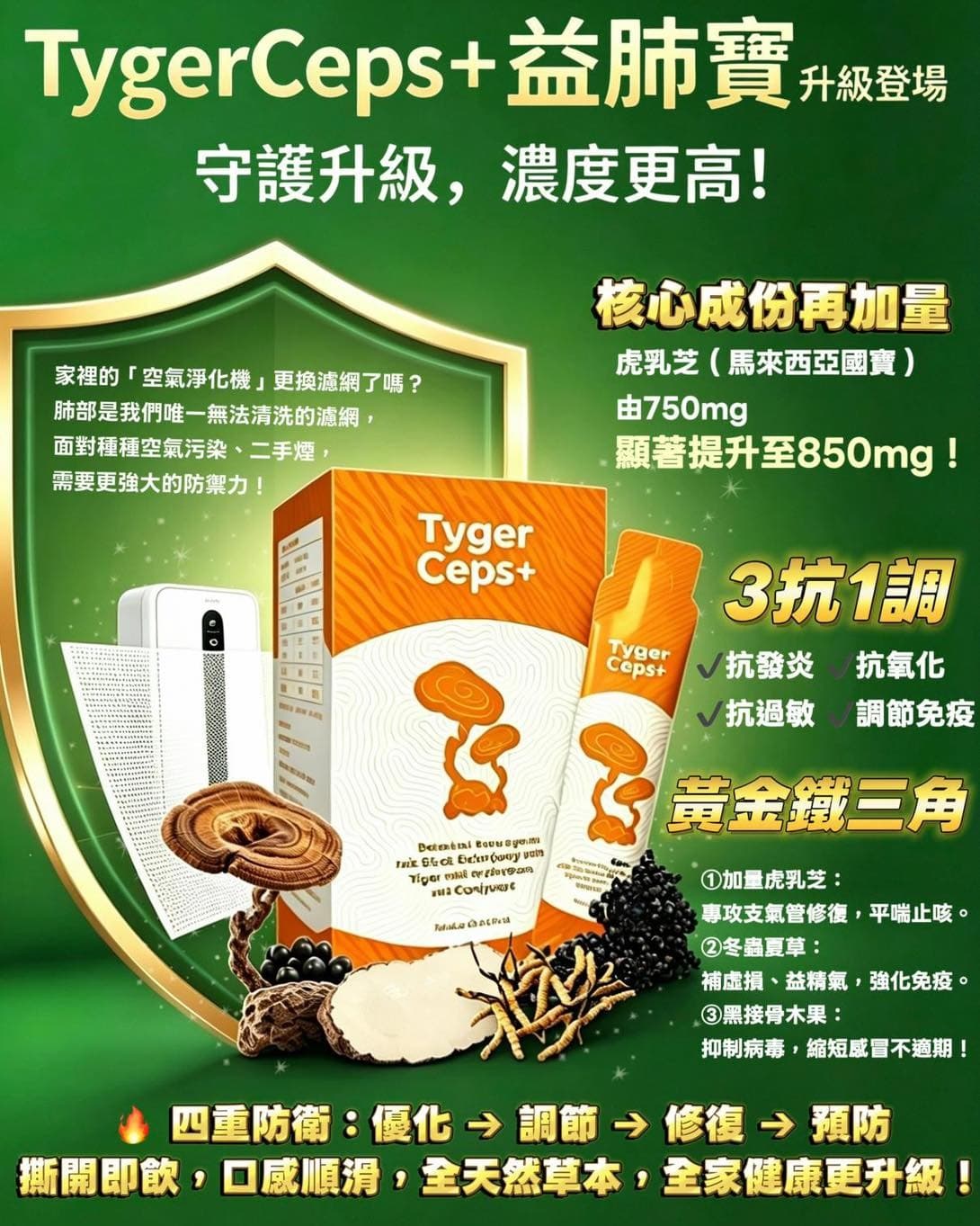 🇲🇾馬來西亞 TygerCeps+ 虎乳芝益肺寶 20包